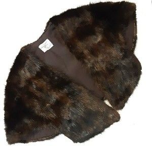 Vintage I.R. Fox NY Brown Faux Fur Cape Wrap Coat Mob Wife Glam Cape One Size